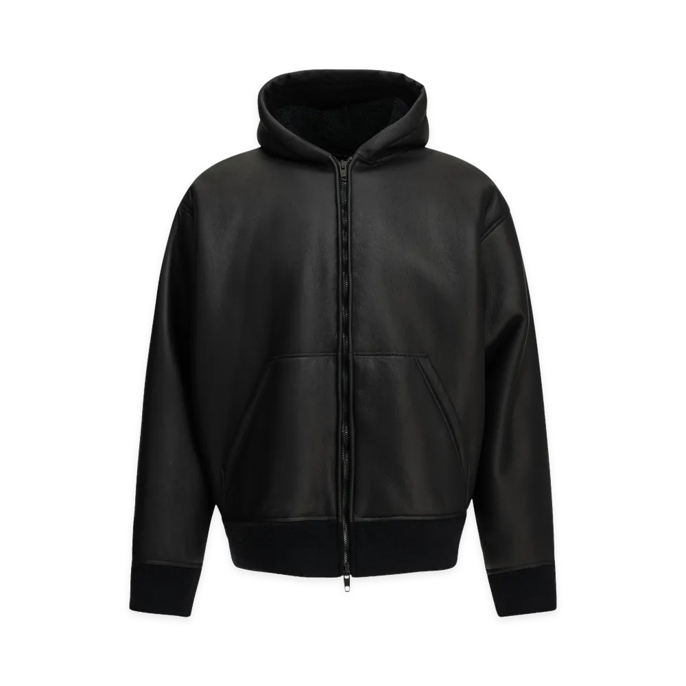 BALENCIAGA Hooded Shearling Jacket "Navy"