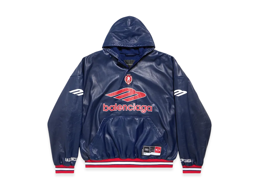 BALENCIAGA 3B Football Polo Hoodie "Dark Navy"