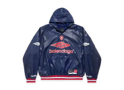 BALENCIAGA 3B Football Polo Hoodie "Dark Navy"