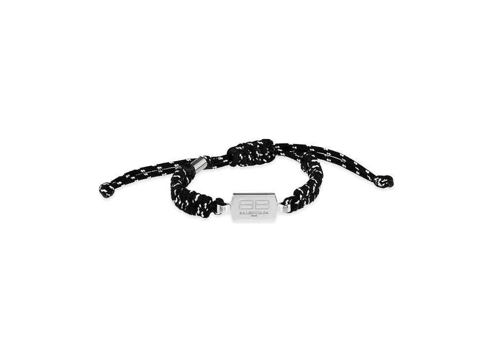 BALENCIAGA Saint-Germain Lace Bracelet "Black/White/Shiny Silver"