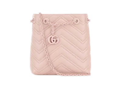 GUCCI Women's Leather Micro GG Marmont Bucket Bag "Pink"