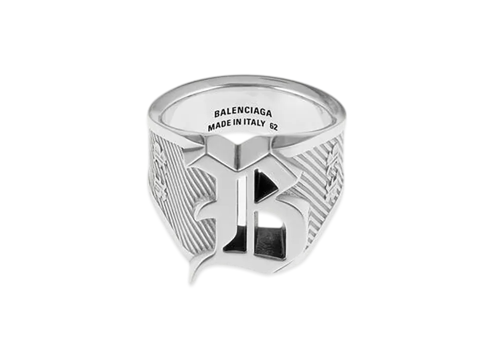BALENCIAGA Melrose Signet Ring "Antique Silver"