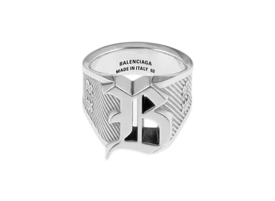 BALENCIAGA Melrose Signet Ring "Antique Silver"
