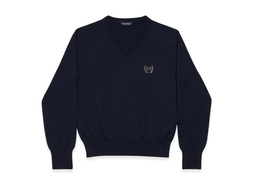 BALENCIAGA V-neck Sweater "Navy"