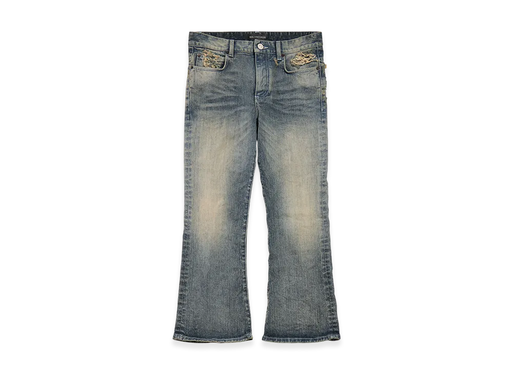 BALENCIAGA Lace Flare Capri Pants "Light Blue"