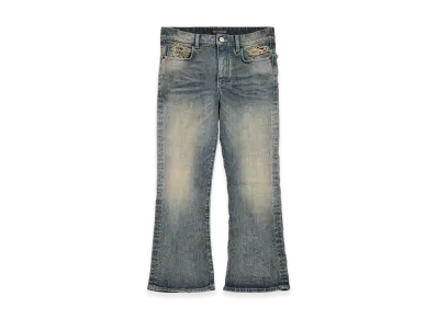 BALENCIAGA Lace Flare Capri Pants "Light Blue"