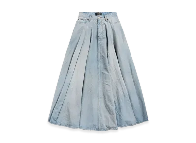 BALENCIAGA Godet Maxi Skirt "Dirty Effect Light Blue"