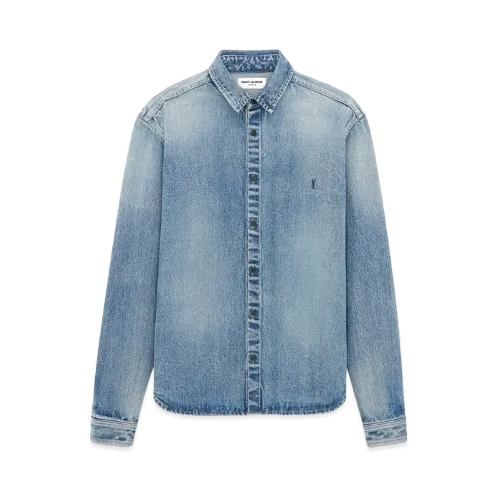 Saint Laurent Women's Cassandre Shirt "Trouville Beach Blue"