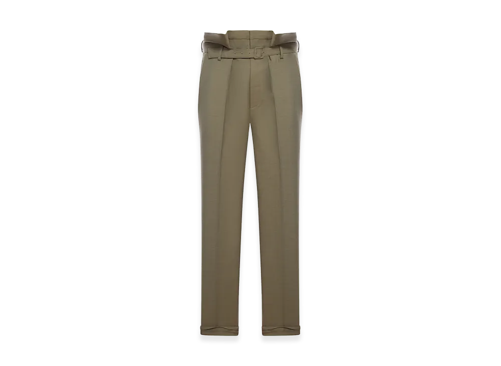 Saint Laurent Paperbag Pants In Wool Gabardine "Green"