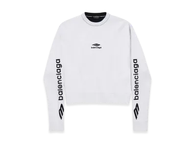BALENCIAGA 3B Sports Icon Cropped Crewneck "White/Black"
