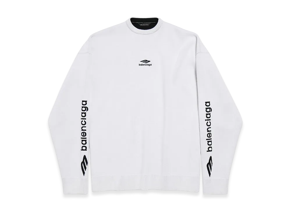 BALENCIAGA 3B Sports Icon Ski Crewneck "White/Black"