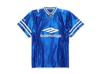 BALENCIAGA 3B Football V-Neck T-Shirt Oversized "Royal Blue/White"