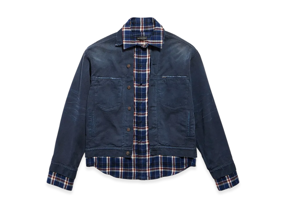 BALENCIAGA Patched Shirt Jacket "Navy/Dirty Effect Dark Blue"