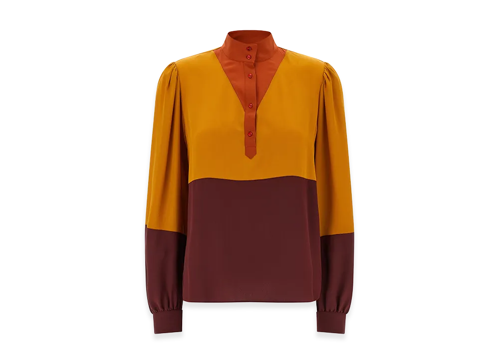 Saint Laurent Women's Color-Block Blouse "Multi"