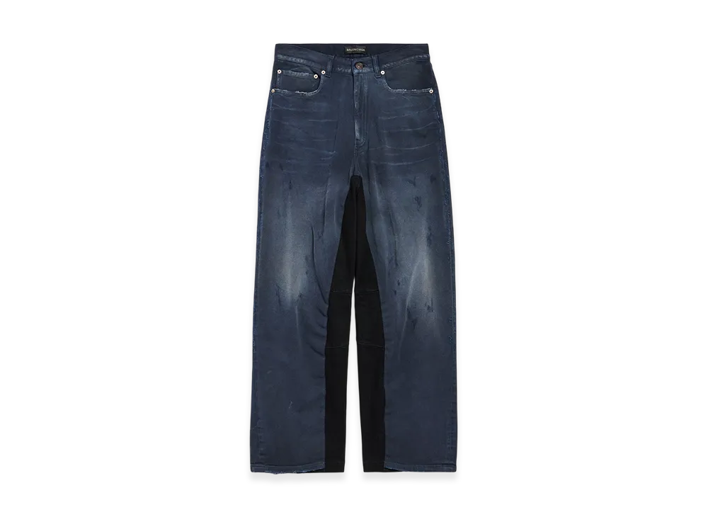 BALENCIAGA Patched Baggy Pants "Navy/Dirty Effect Dark Blue"