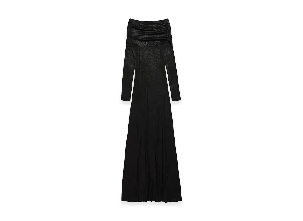 BALENCIAGA Women's Off Shoulder Maxi Dress "Black/Black"