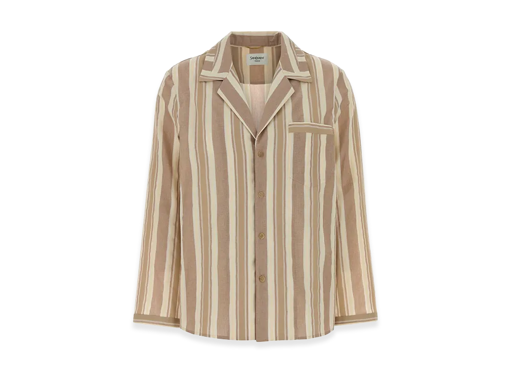Saint Laurent Women's Embroidered Cotton Shirt "Beige"