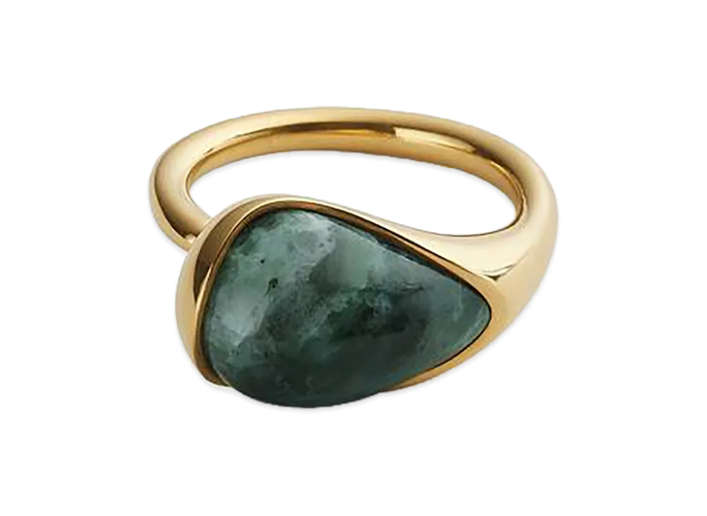 Bottega Veneta Small Drop Marble Ring "Green Marble Alpi"