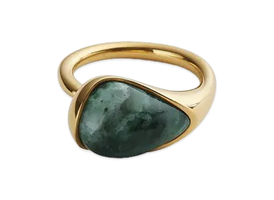Bottega Veneta Small Drop Marble Ring "Green Marble Alpi"