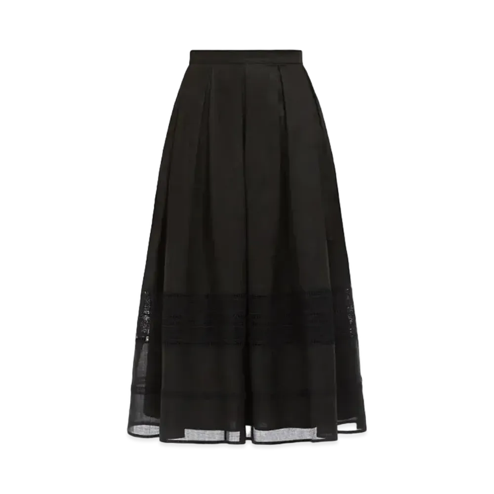Max Mara Pat Ramie Circle Skirt "Black"