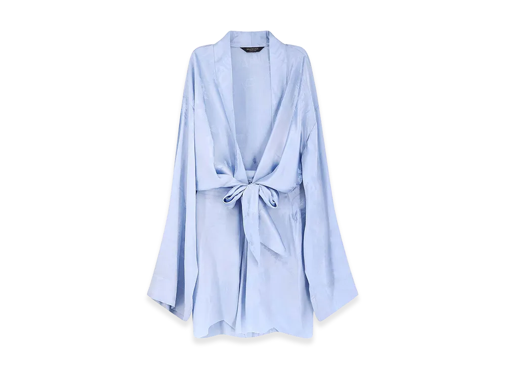 BALENCIAGA Women's Silk Mini Dress "Light Blue"
