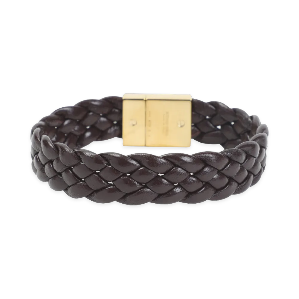 Bottega Veneta Women's Dark Barolo Intrecciato Leather Bracelet "Dark Barolo"
