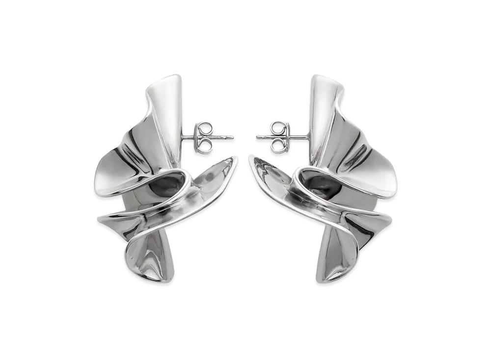 Bottega Veneta Large Anemone Earrings "Silver"