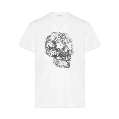 Alexander McQUEEN Wax Flower Skull T-Shirt "White"