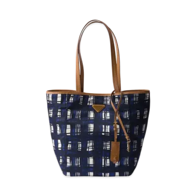 PRADA Medium Printed Re-Nylon Tote Bag "Navy/Camel"
