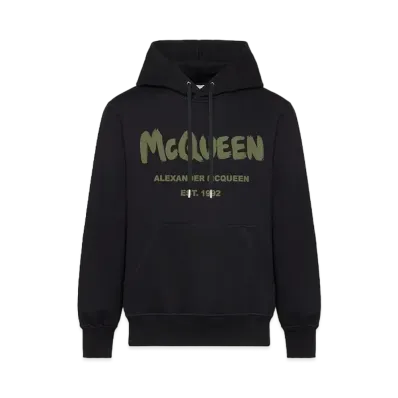 Alexander McQUEEN McQueen Graffiti Hooded Sweatshirt "Black/Khaki"