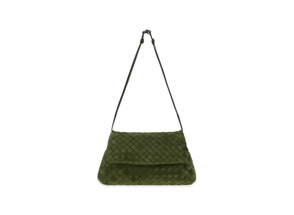 Bottega Veneta Women's Bottle Suede Giorno Shoulder Bag "Green"