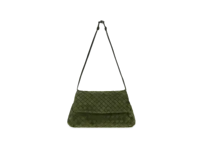 Bottega Veneta Women's Bottle Suede Giorno Shoulder Bag "Green"