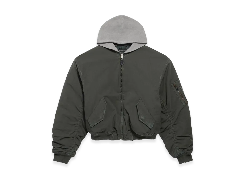 BALENCIAGA Hooded Standard Bomber Jacket "Charcoal"