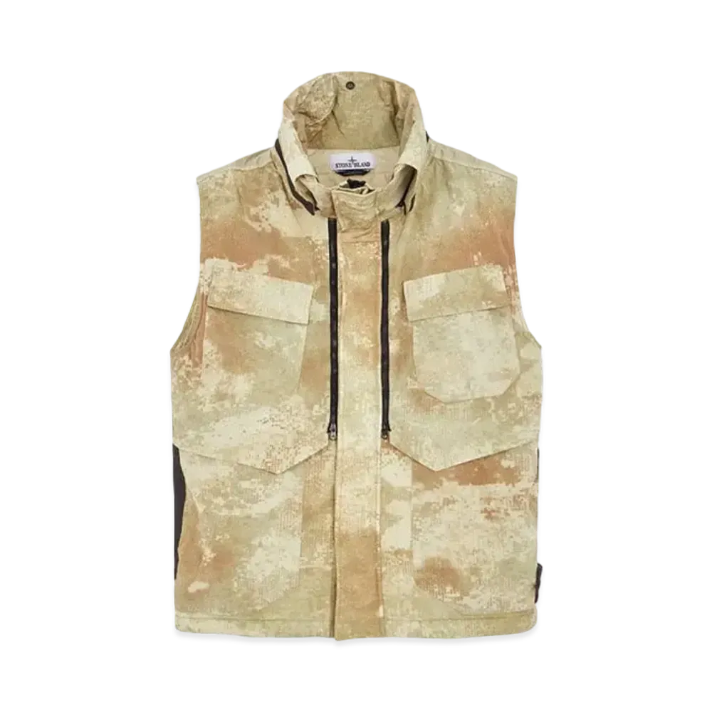 Stone Island G06E1 Dissolving Grid Camo On ECONYL Regenerated Nylon With PRIMALOFT Insulation Technology "Ivory"