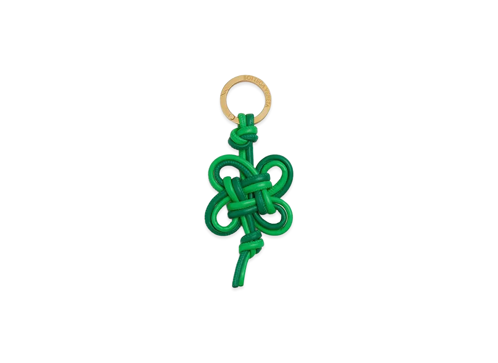 Bottega Veneta Quadrifoglio Key Ring "Racing Green/Glass"