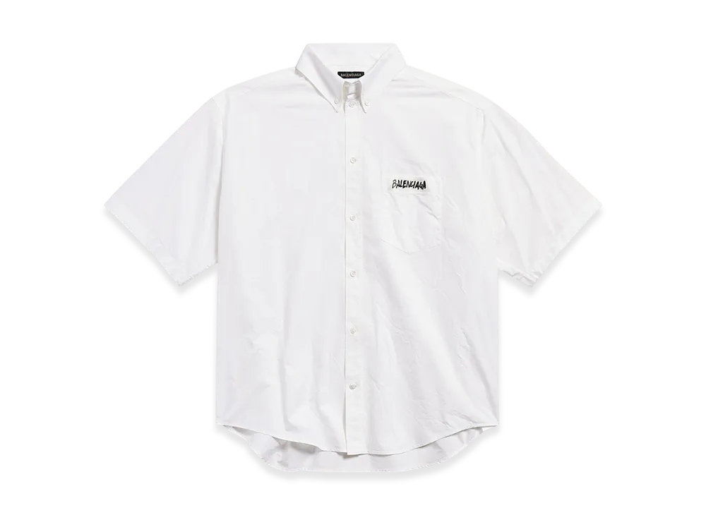 BALENCIAGA Masking Tape Short Sleeve Shirt Large Fit "White"