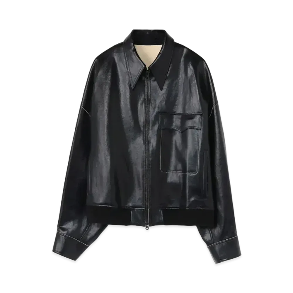 Yohji Yamamoto Y's SUNDRIED DYED WASHED LINEN FASTENER BLOUSON "Black"