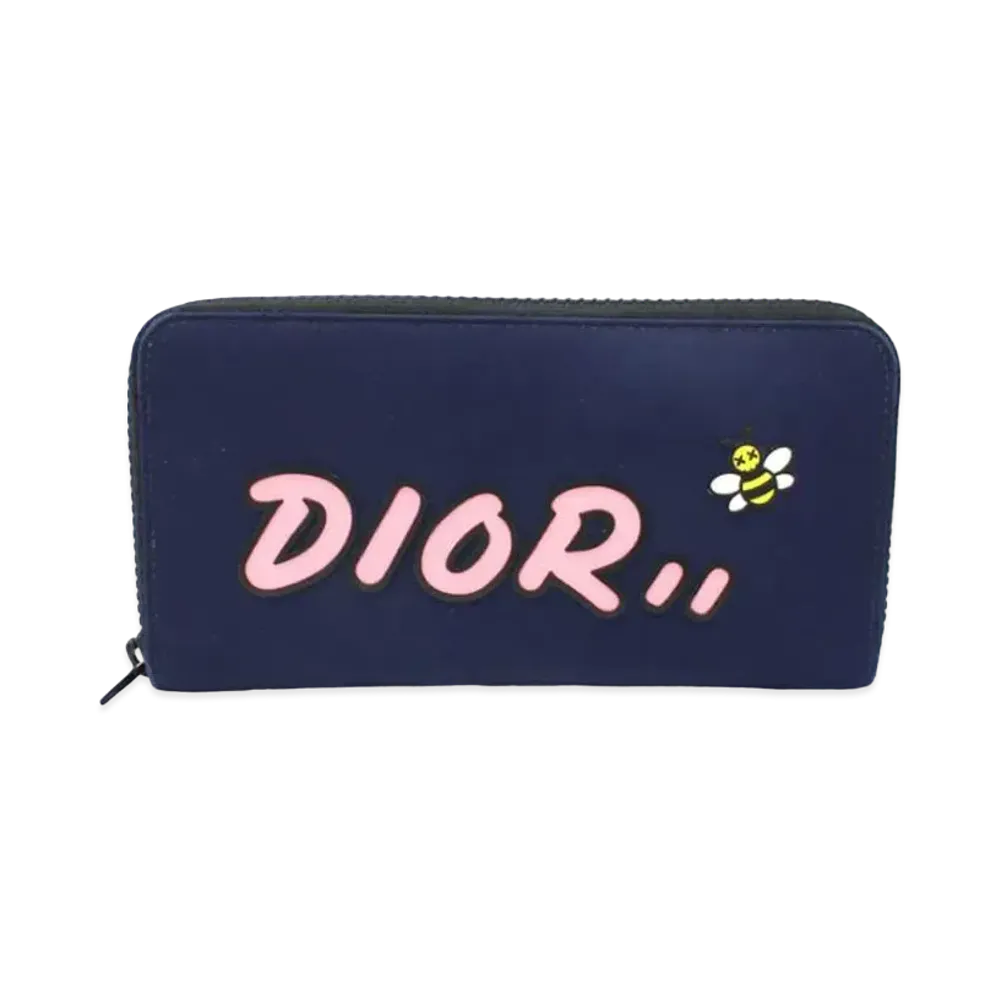 Dior x KAWS Zip Around Wallet "Navy"