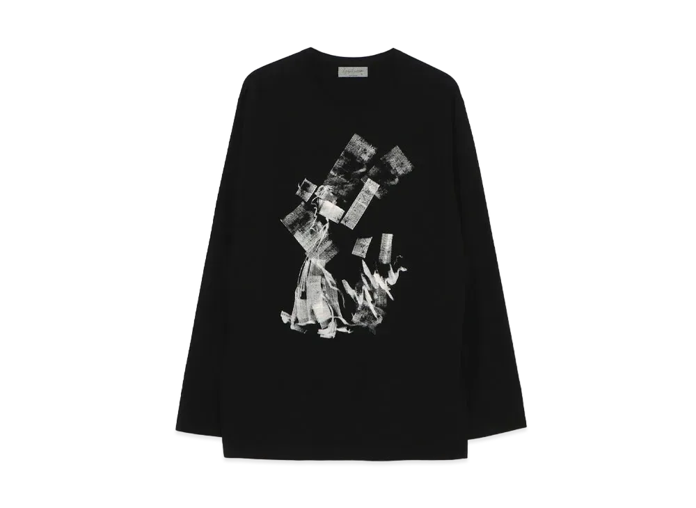 Yohji Yamamoto Pour Homme 30/-COMBED PLAIN STITCH ORIGINAL PRINT LONG SLEEVES A "Black"