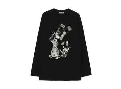 Yohji Yamamoto Pour Homme 30/-COMBED PLAIN STITCH ORIGINAL PRINT LONG SLEEVES A "Black"