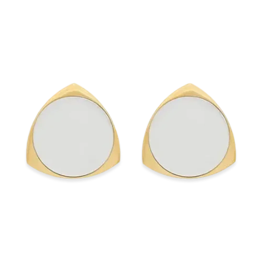 Saint Laurent Shield Earrings in Metal "Palladium Gold"