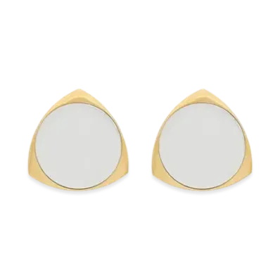 Saint Laurent Shield Earrings in Metal "Palladium Gold"