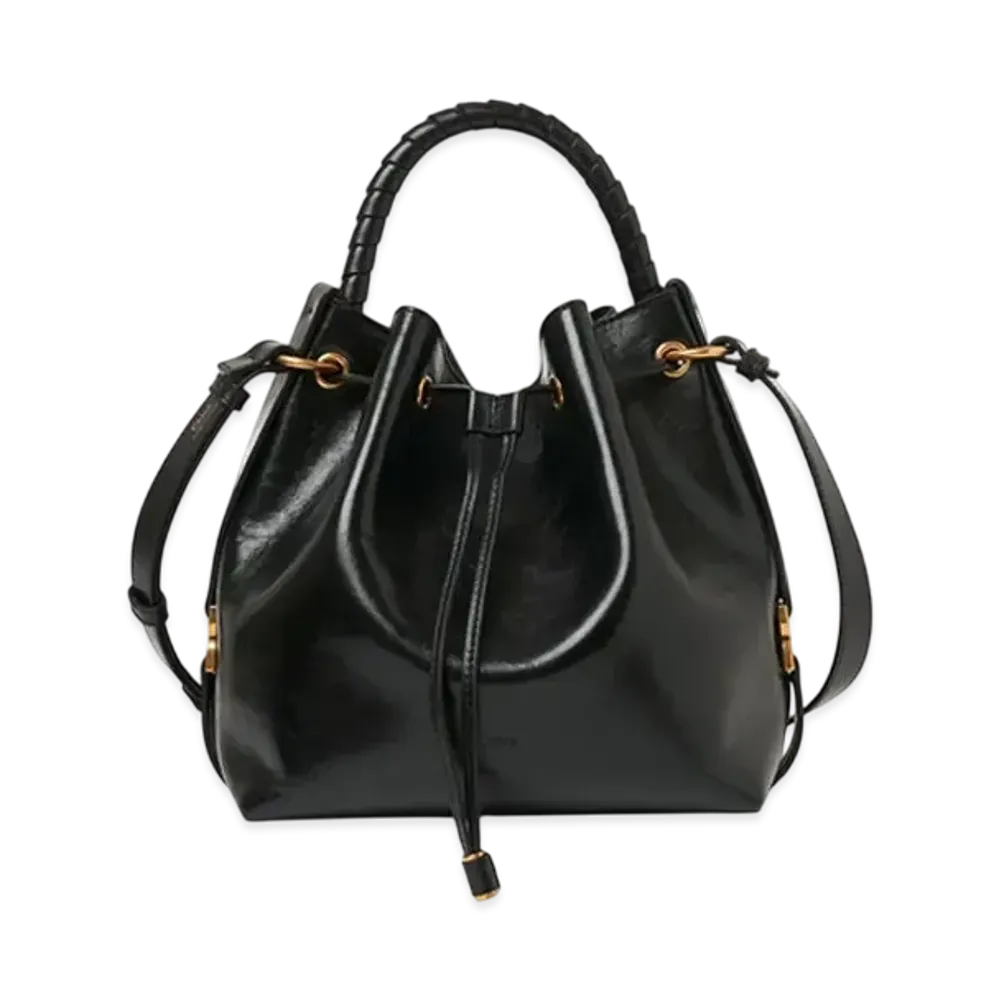 Chloe Marcie Bucket Bag In Shiny Leather "Black"