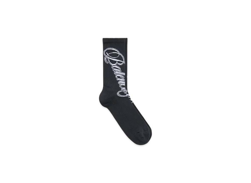 BALENCIAGA Cursive Socks "Black/White"