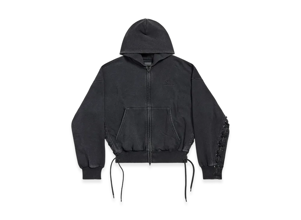 BALENCIAGA Loop Sports Icon Lace-up Hoodie "Faded Black"