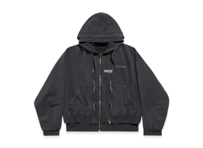 BALENCIAGA Layered Zip-Up Hoodie "Faded Black"