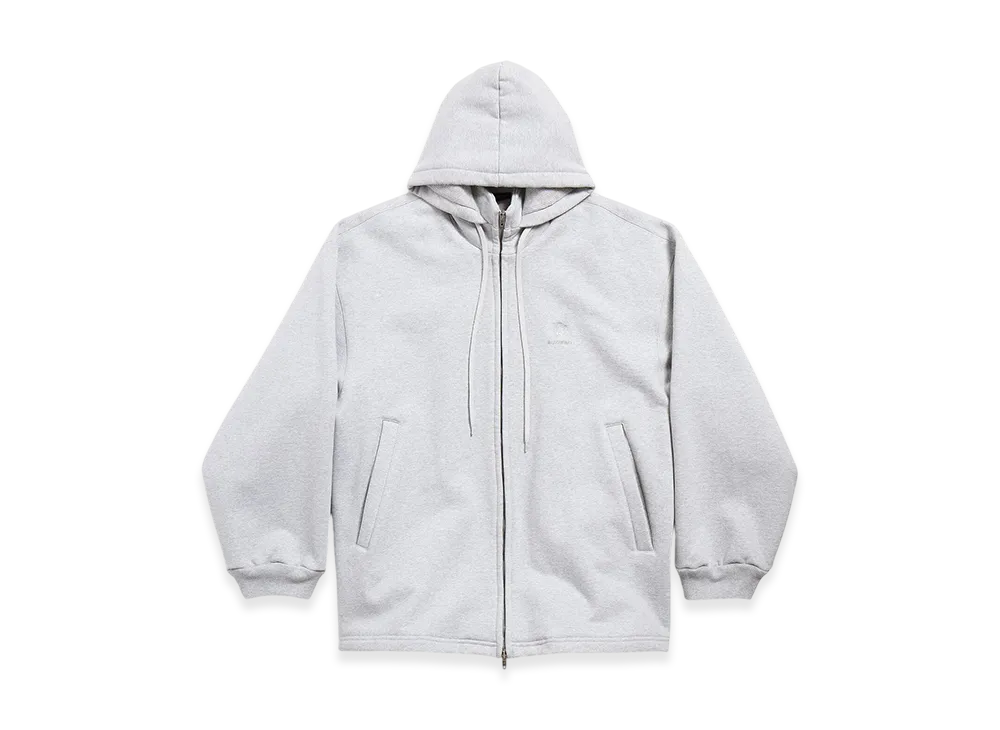 BALENCIAGA Lion Outerwear Zip-Up Hoodie "Light Heather Grey"