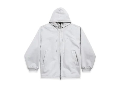 BALENCIAGA Lion Outerwear Zip-Up Hoodie "Light Heather Grey"