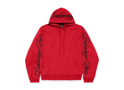 BALENCIAGA Cursive Oversized Hoodie "Red/Black"