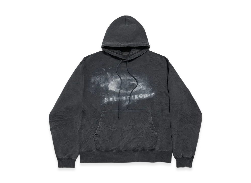 BALENCIAGA Washed Crayon Loop Oversized Hoodie "Washed Black/White"
